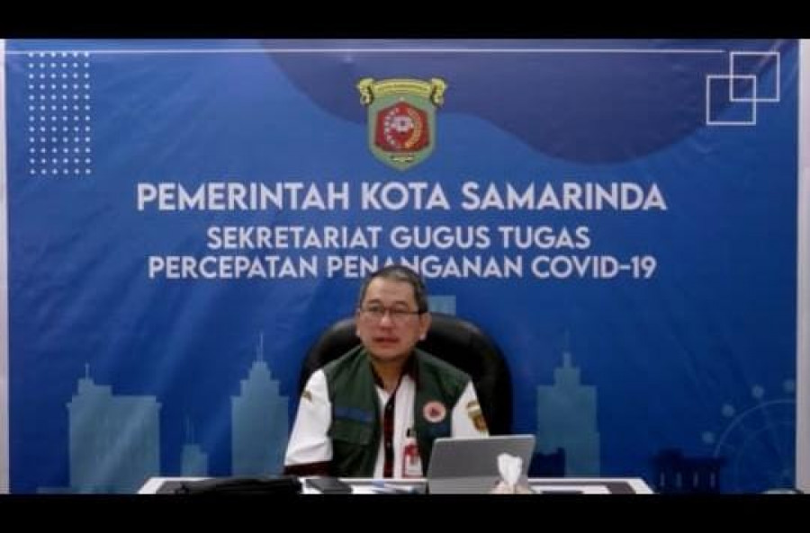 Sekretaris Gugus Tugas Penanganan COVID-19 Samarinda, Sugeng Chairuddin saat rapat koordinasi terkait Relaksasi Pencegahan/Penanganan COVID-19 (permata/korankaltim.com)