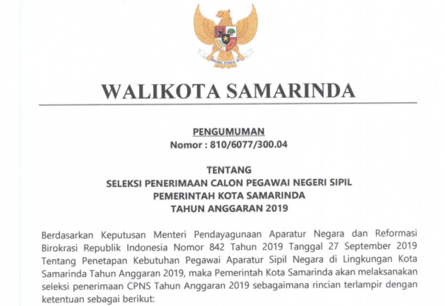 221 Lowongan Formasi CPNS Samarinda, Ini Info Lengkapnya