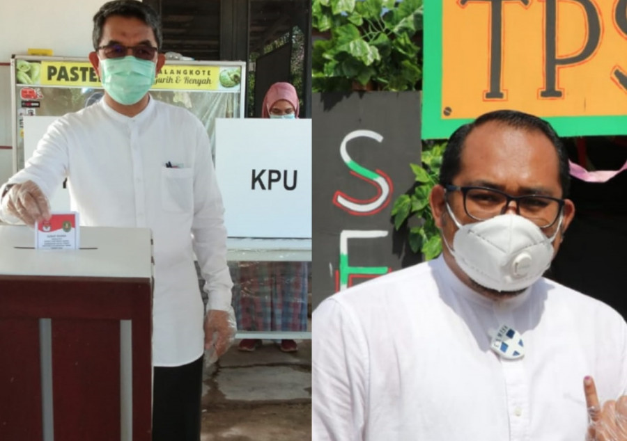 Pasangan nomor urut tiga Ardiasnyah Sulaiman-Kasmidi Bulang (ASKB) saat memberikan hak pilihnya. (Foto: Zulhamri/Korankaltim.com)