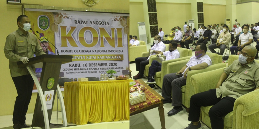 Pelaksanaan RAT Koni Kukar dengan Mematuhi Prokes Secara Ketat dan Dihadiri Perwakilan Bupati Kukar, dan Koni Kaltim (heri/korankaltim.com)