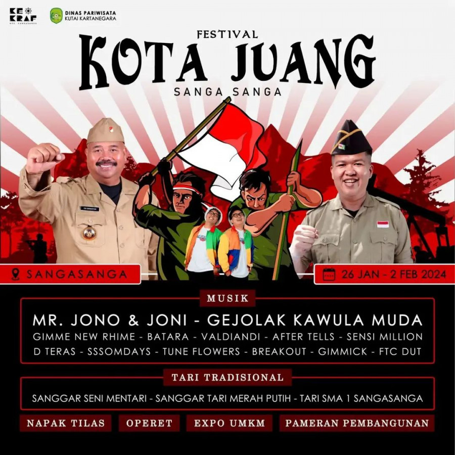 Mr Jono & Joni Tampil di Festival Kota Juang Sanga-sanga
