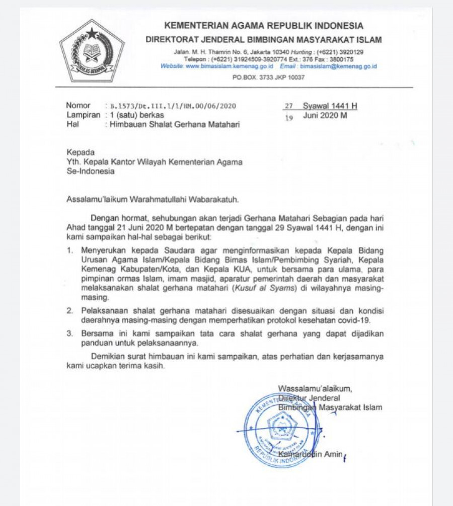 Minggu 21 Juni, Gerhana Matahari Lewati Kaltim, Kemenag Imbau Salat Gerhana