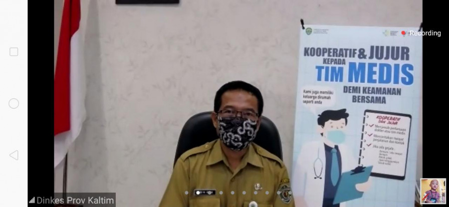 Jubir Penanganan Covid-19 Kaltim, Andi Muhammad Ishak saat rilis virtual, melalui aplikasi Zoom, Senin (20/04/2020) petang (Rusdi/korankaltim.com)