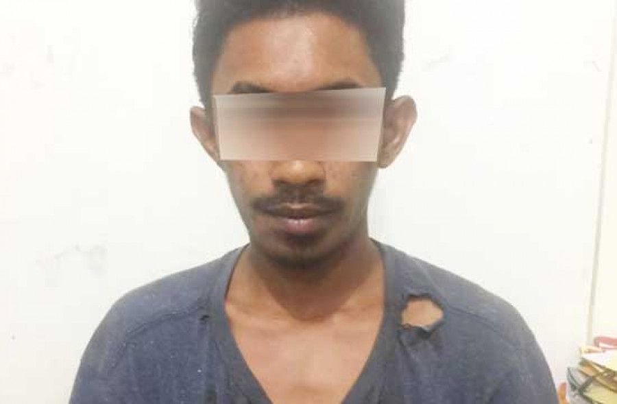 DITAHAN: MD (21) ditahan di Polsek Sungai Pinang.