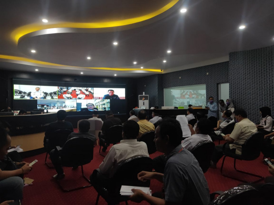 Masih berlangsung, rapat bersama Forkopimda Samarinda melalui video Conference (Foto: Permata/korankaltimcom)