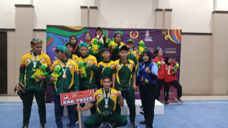Segenap Atlet Wushu Kontingen Paser usai pertandingan (Foto : Istimewa)