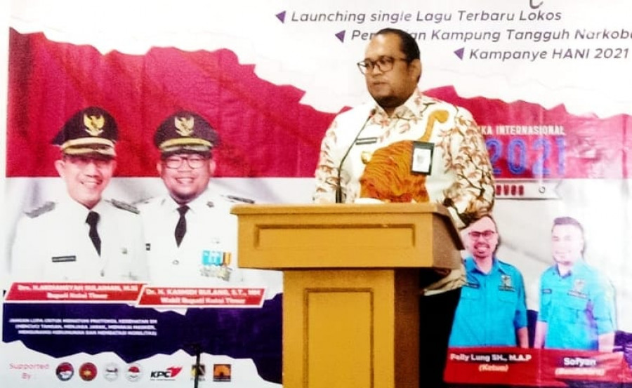 Wabup Kutim, Kasmidi Bulang saat memberikan arahan peringatan HANI 2021