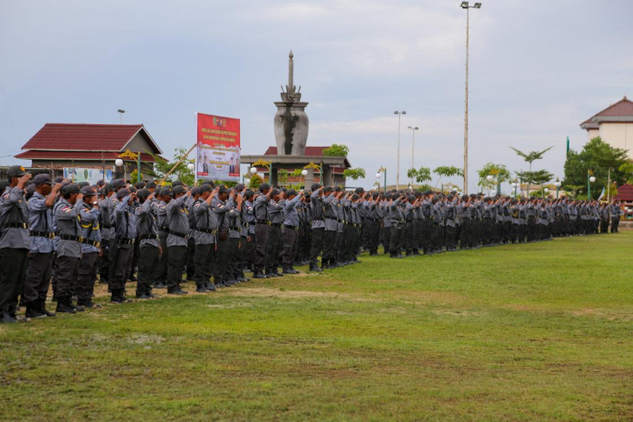 Ribuan personel Linmas di PPU dilibatkan untuk amankan pelaksanaan Pemilu Serentak 2024. (HumaspemkabPPU)