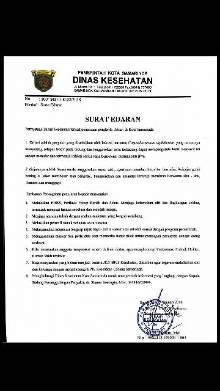 RSUD AW Sjahranie Rawat Pasien Difteri