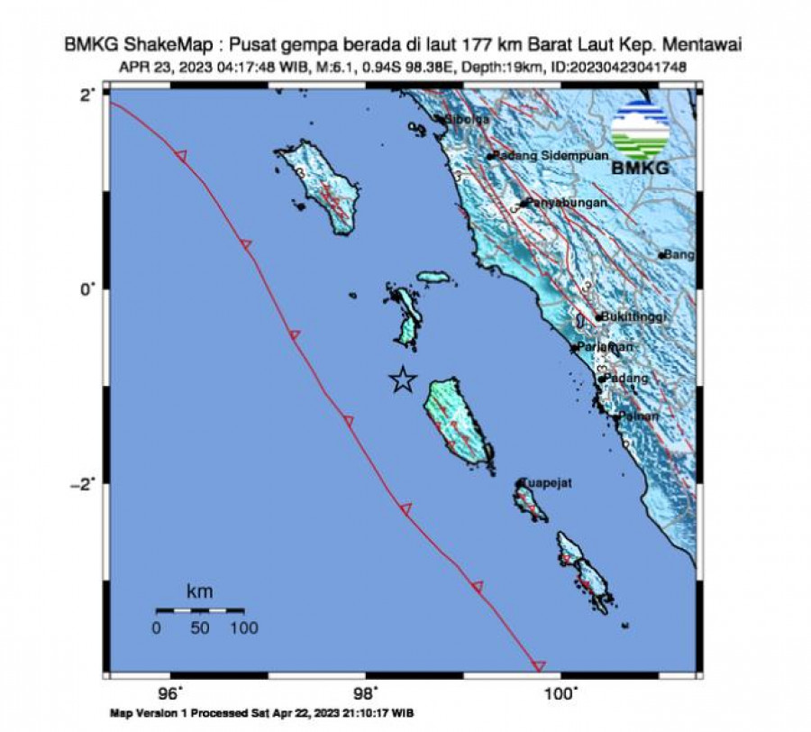 Peta pergerakan gempa (BMKG)