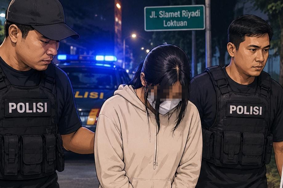 Ilustrasi Penangkapan Perempuan dalam Kasus Peredaran Narkoba di Jalan Slamet Riyadi Kelurahan Loktuan. (Foto: Lutfi Aziz/Pusaranmedia.com)