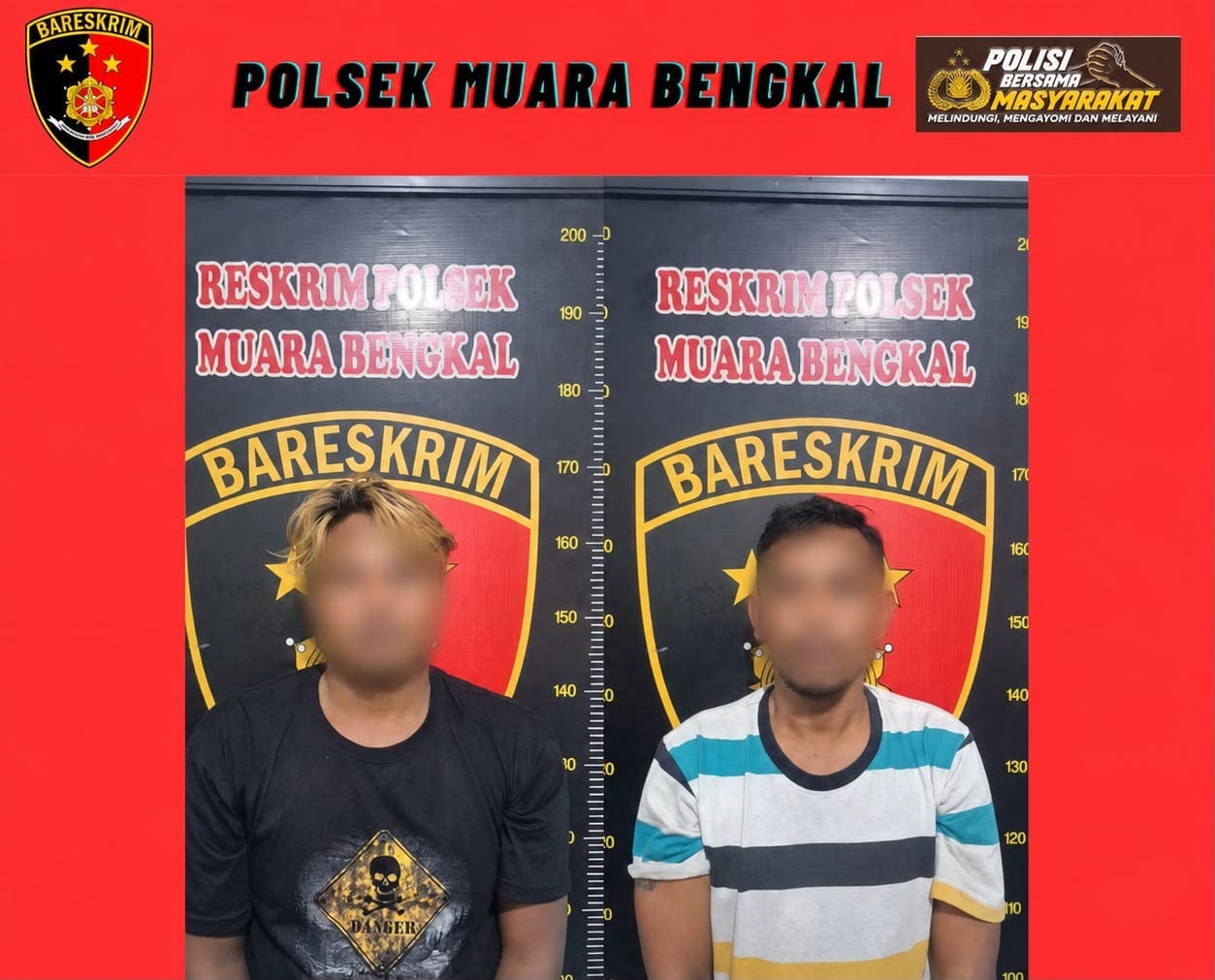Dua orang diaman Polsek Muara Bengkal Kutai Timur atas dugaan peredaran narkotika. (Foto: Dok Polres Kutim)