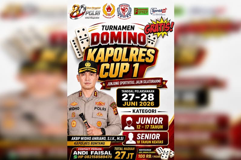 Kapolres Cup I Bontang Hadirkan Turnamen Domino Gratis Berhadiah Rp27 Juta